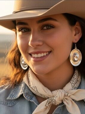 Vintage Designer Mº 925 Sterling Silver Cowgirl Dangling Fedora Earrings